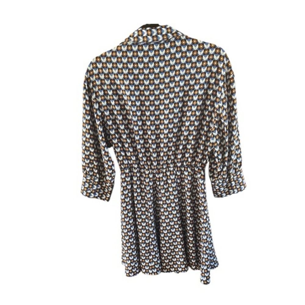 Zara Geometric Printed Button Down Mini Shirt Dre… - image 2